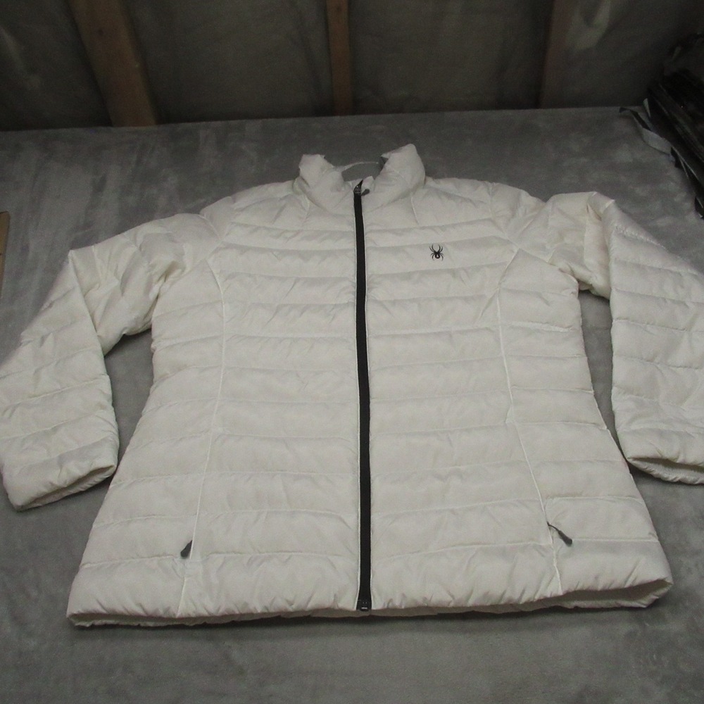 Spyder Down Jacket‎ Womens XL White Insulated Light Pack Full Zip Quilted Puffer